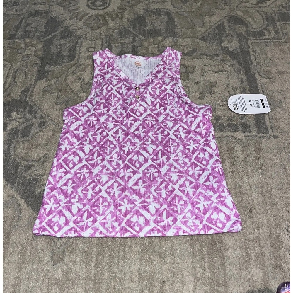 New Wonder Nation Girls Two-Button Tank Top Large (10-12) Multi